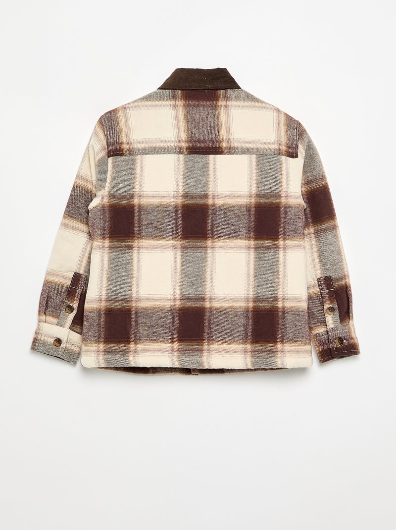 Camisa xadrez forrada Castanho - Kiabi