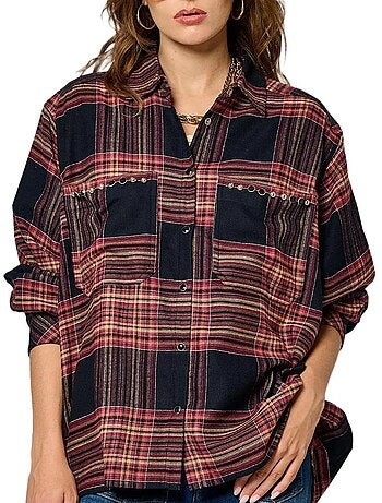 Camisa Xadrez Kaporal STORM para Mulher - Azul-Marinho/Rosa