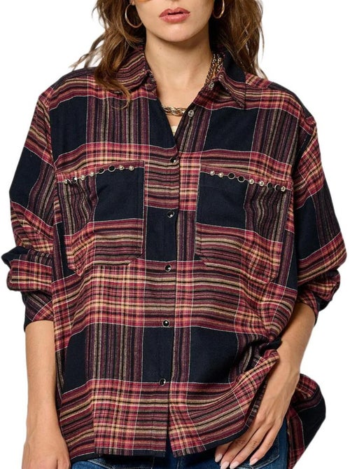 Camisa xadrez kaporal storm para mulher - azul-marinho/rosa - Kiabi Camisa xadrez kaporal storm para mulher - azul-marinho/rosa - Kiabi