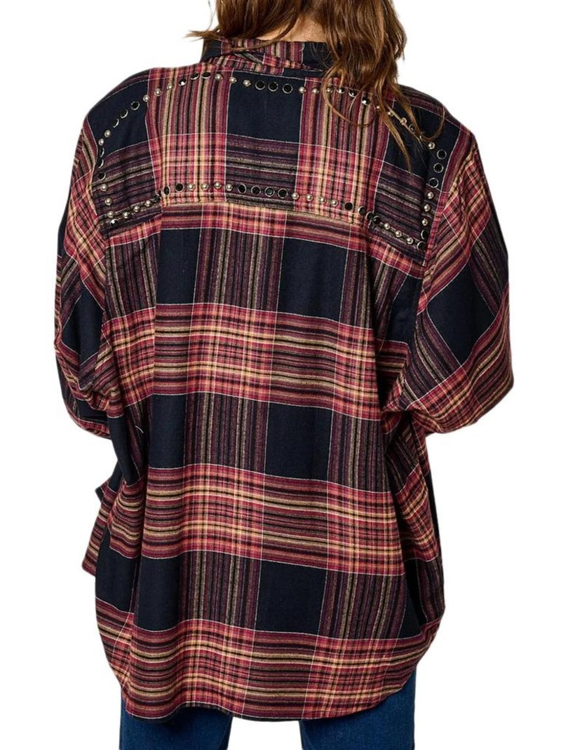 Camisa Xadrez Kaporal STORM para Mulher - Azul-Marinho/Rosa Rosa - Kiabi