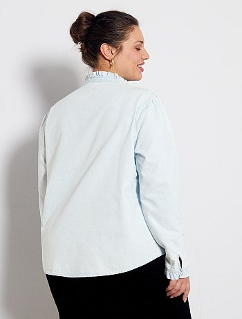 Camisas de ganga com colarinho com folhos - Kiabi