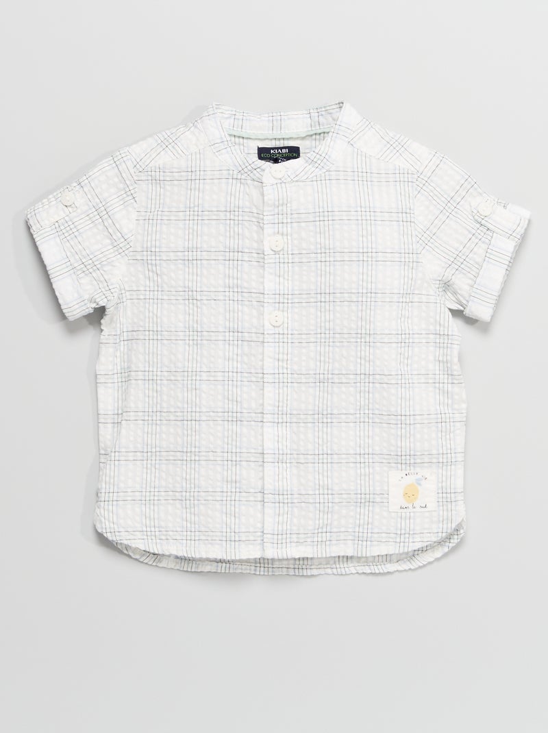Camisas de manga curta aos quadrados BRANCO - Kiabi