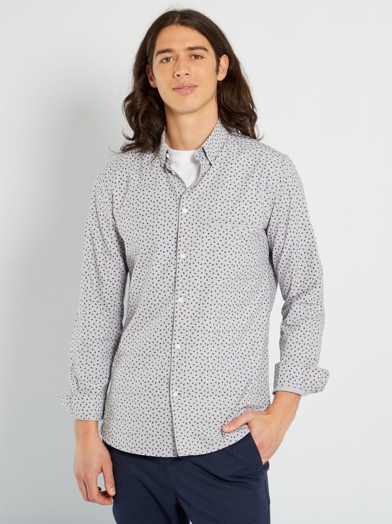 Camisas slim fit com motivos CINZA - Kiabi
