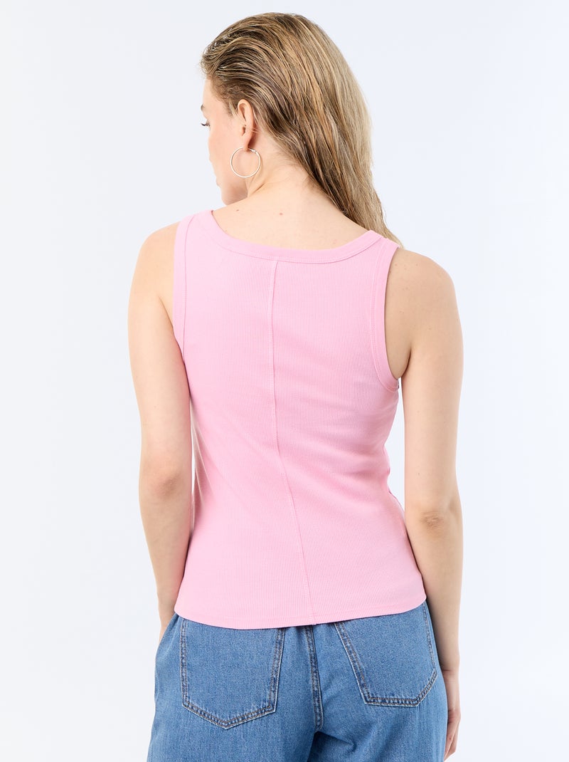 Camiseiro básico canelado Rosa - Kiabi