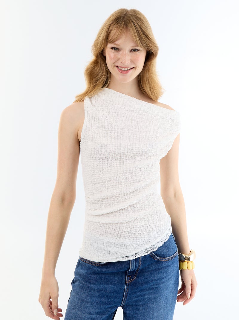 Camiseiro com cavas americanas Branco - Kiabi