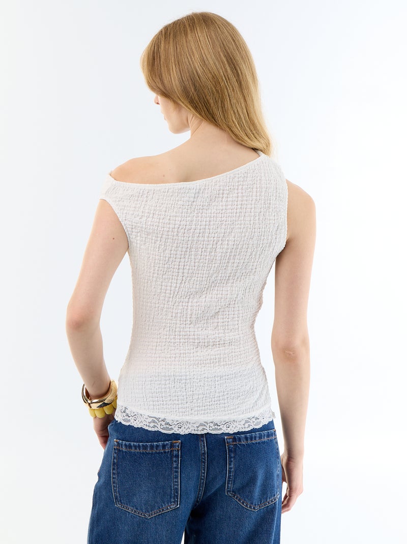 Camiseiro com cavas americanas Branco - Kiabi