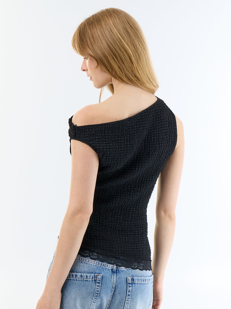 Camiseiro com cavas americanas Preto - Kiabi