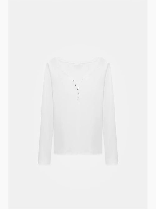 Camiseta algodão botões manga comprida justa dilvin - Kiabi
