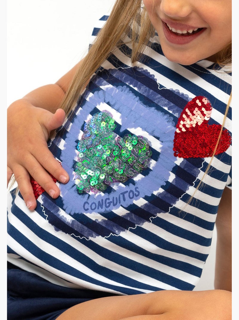 Camiseta conguitos corazones Azul-marinho - Kiabi