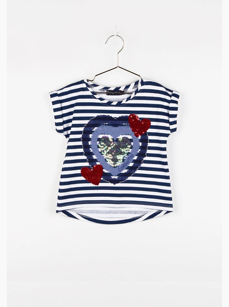 Camiseta conguitos corazones Azul-marinho - Kiabi