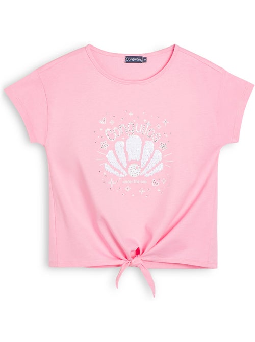 Camiseta conguitos diseño frontal purpurina - Kiabi