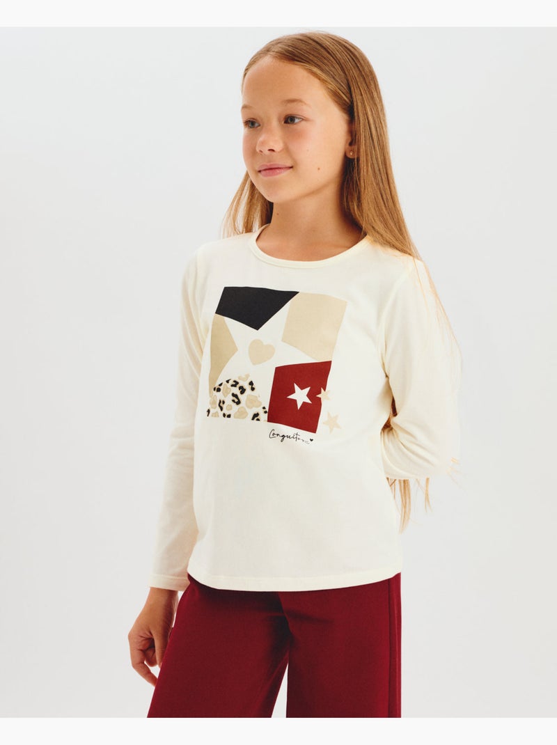 Camiseta conguitos estampado estrella Branco - Kiabi