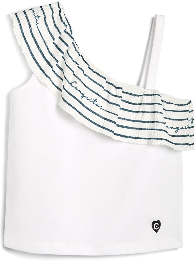 Camiseta conguitos volante Branco - Kiabi