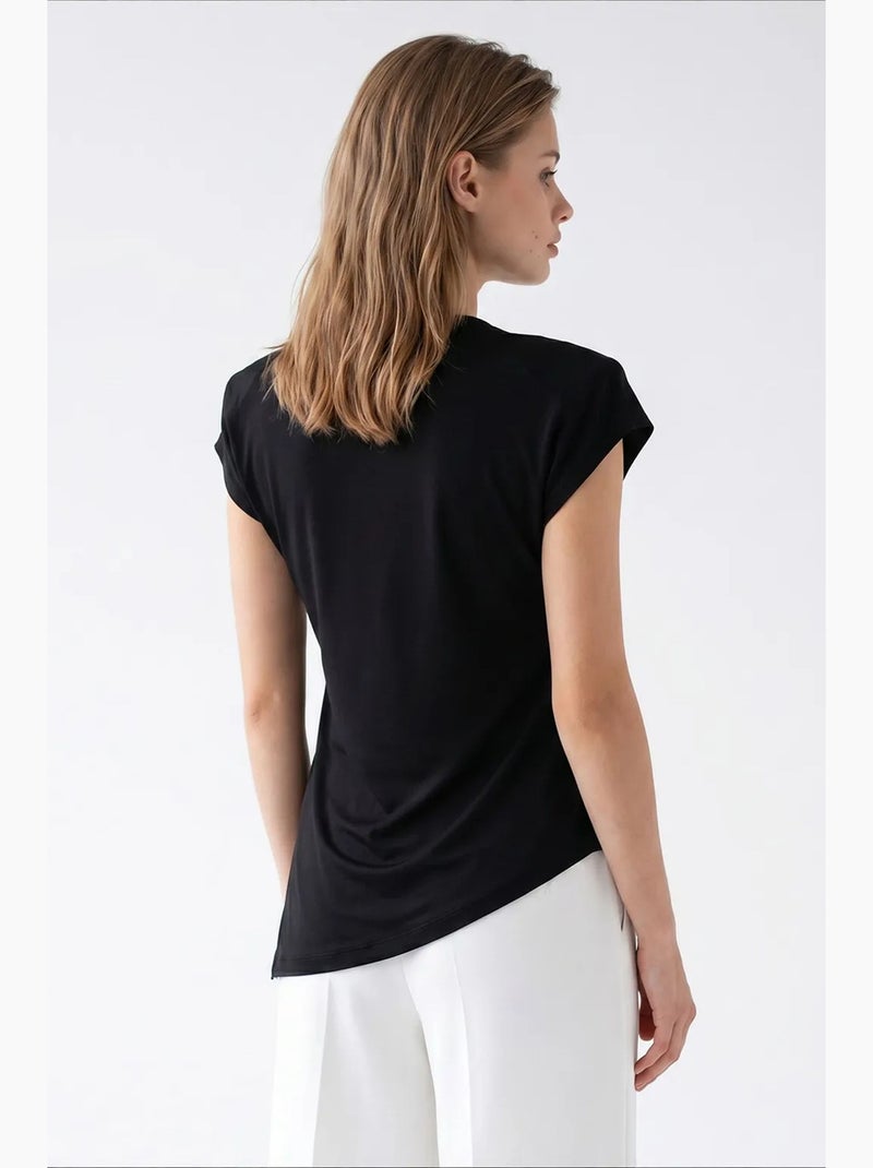 Camiseta de manga curta em mistura de algodão mixray Preto - Kiabi
