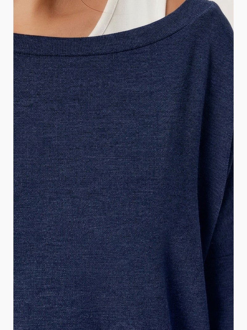Camiseta decote barco manga comprida istanbul Azul-marinho - Kiabi