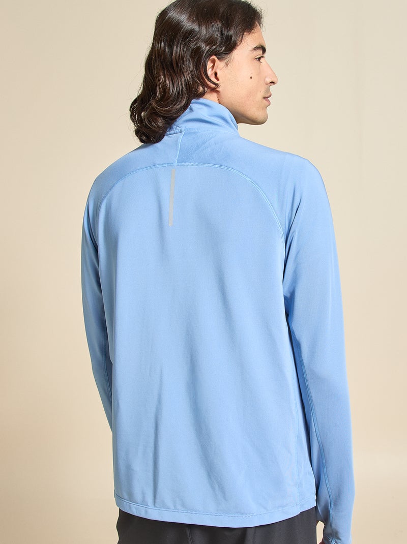 Camiseta desportiva com gola alta com fecho - (ekstract) Azul - Kiabi