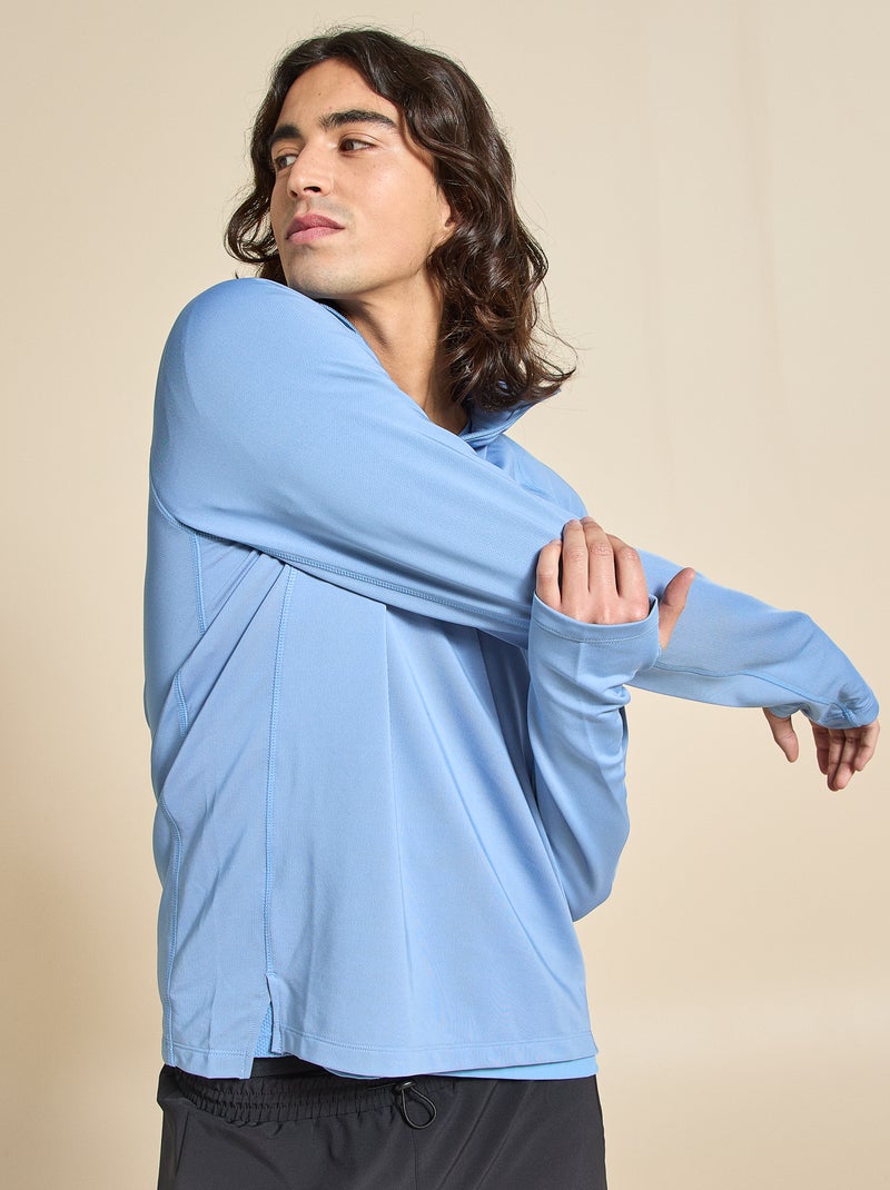 Camiseta desportiva com gola alta com fecho - (ekstract) Azul - Kiabi