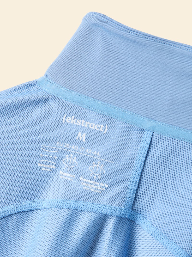 Camiseta desportiva com gola alta com fecho - (ekstract) Azul - Kiabi