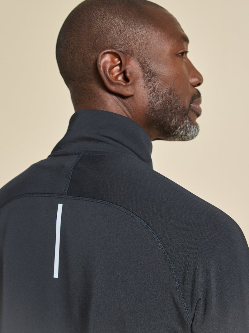 Camiseta desportiva com gola alta com fecho - (ekstract) Preto - Kiabi