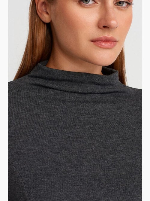 Camiseta gola alta manga comprida peplum justa dilvin - Kiabi Camiseta gola alta manga comprida peplum justa dilvin - Kiabi