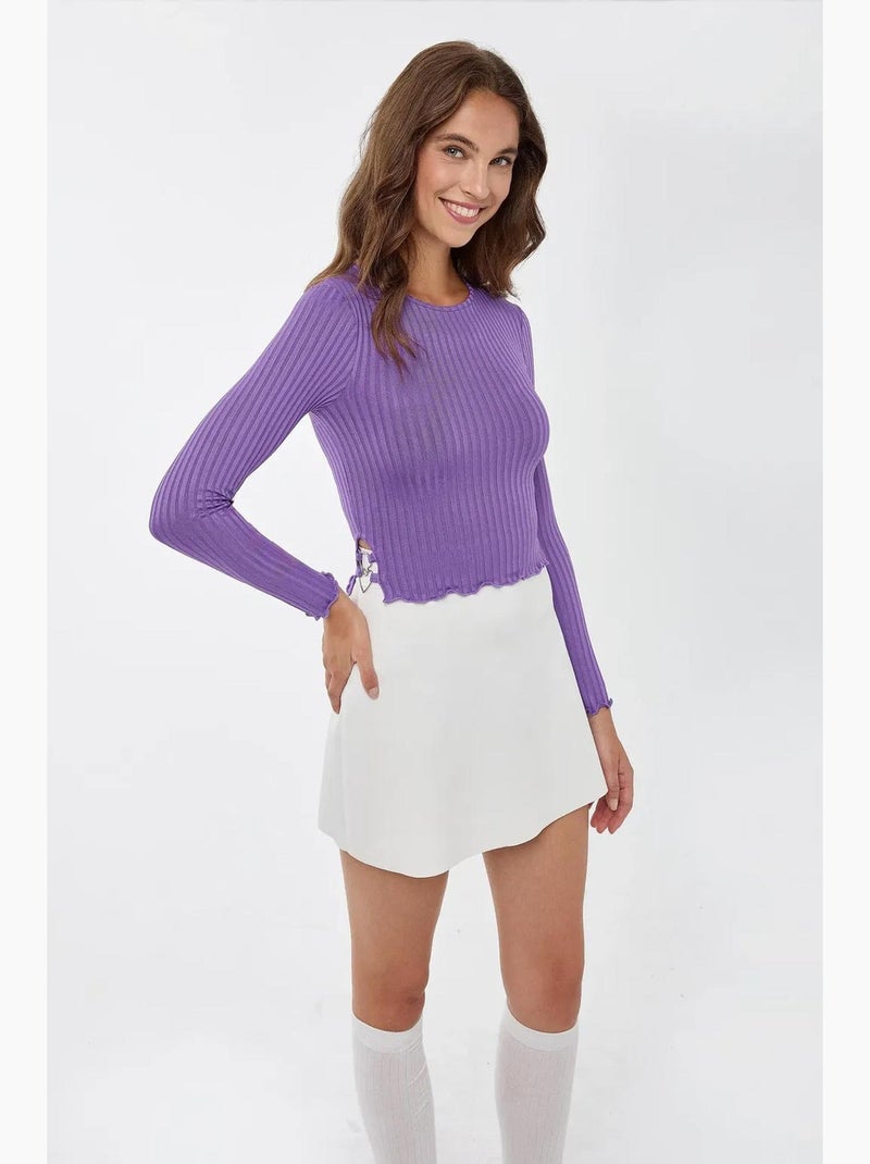 Camiseta gola redonda de malha manga comprida hiccup Roxo - Kiabi
