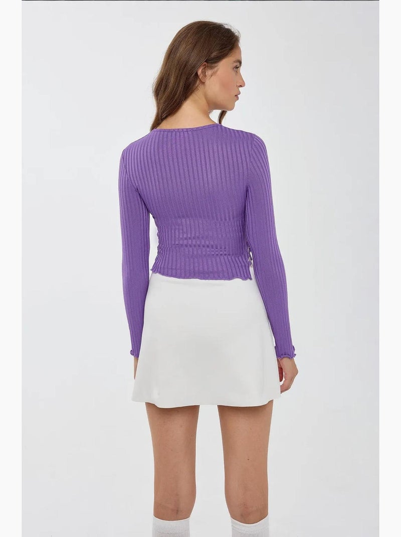 Camiseta gola redonda de malha manga comprida hiccup Roxo - Kiabi