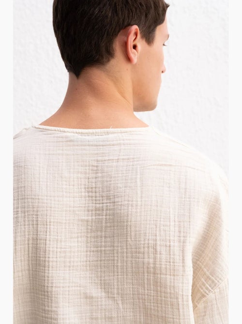 Camiseta gola redonda manga comprida em musselina giesto - Kiabi Camiseta gola redonda manga comprida em musselina giesto - Kiabi
