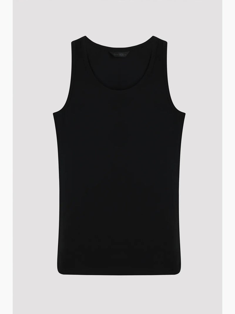 Camiseta interior masculina com alças largas, pack de 2 penti Preto Branco - Kiabi