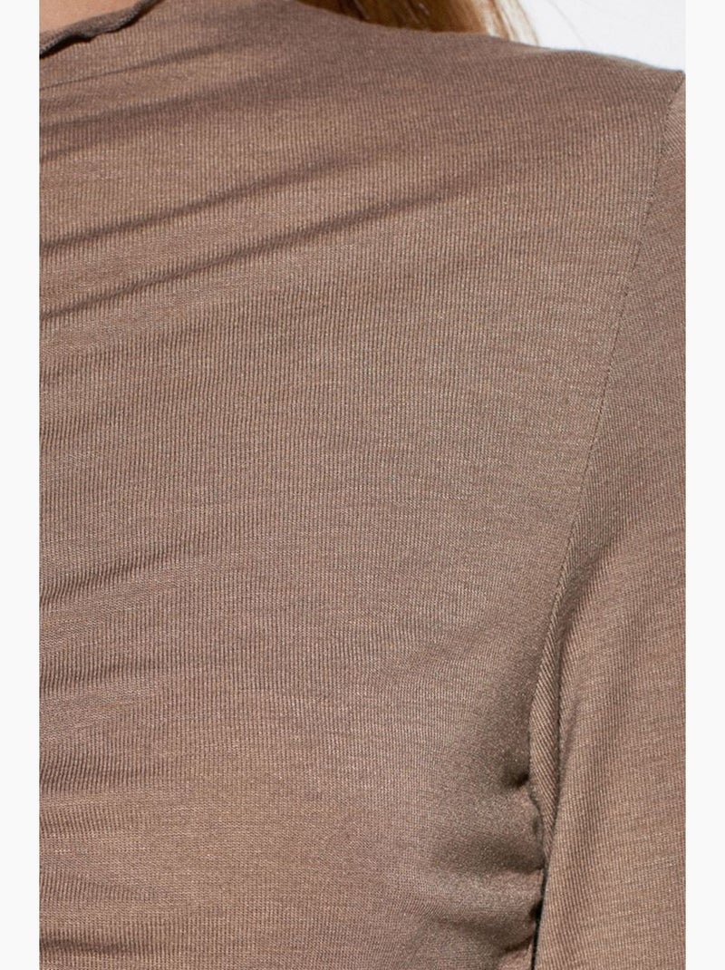 Camiseta jersey manga comprida justa dilvin Camelo - Kiabi