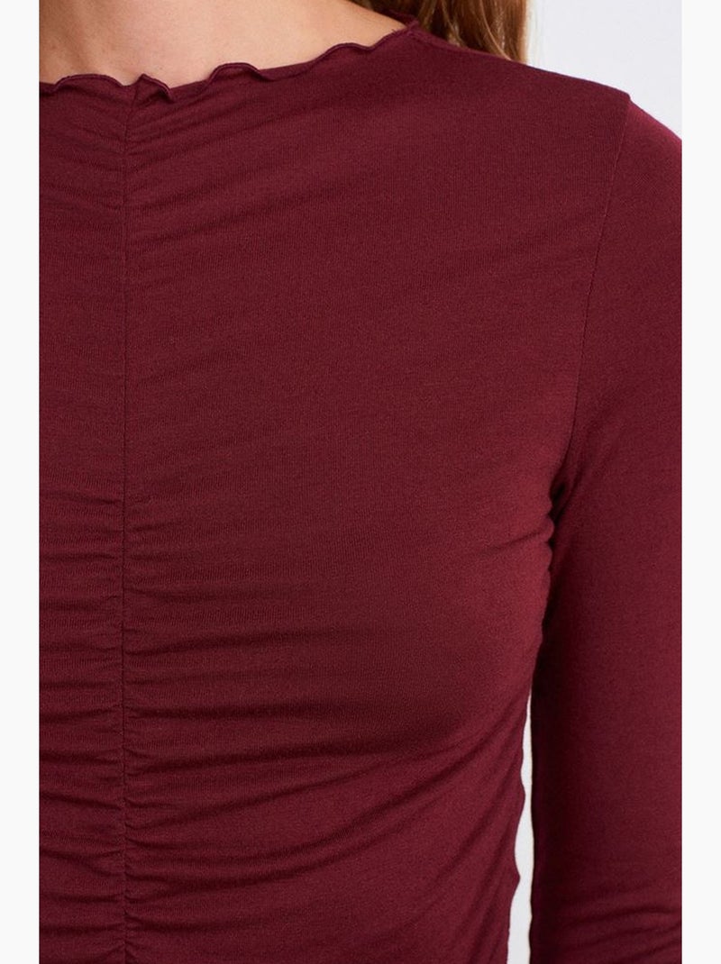 Camiseta jersey manga comprida justa dilvin Vermelho bordô - Kiabi