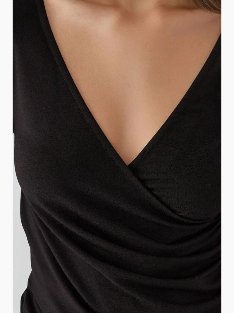 Camiseta justa decote em v macia manga comprida hiccup Preto - Kiabi
