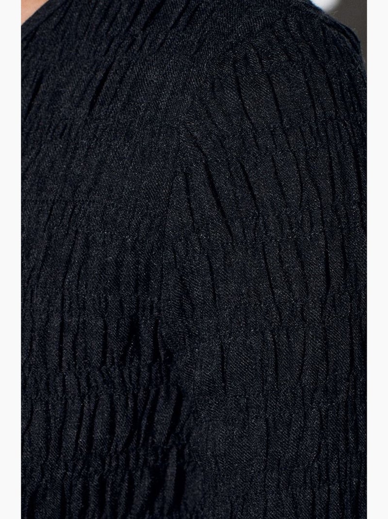 Camiseta malha texturizada abotoada manga comprida dilvin Preto - Kiabi