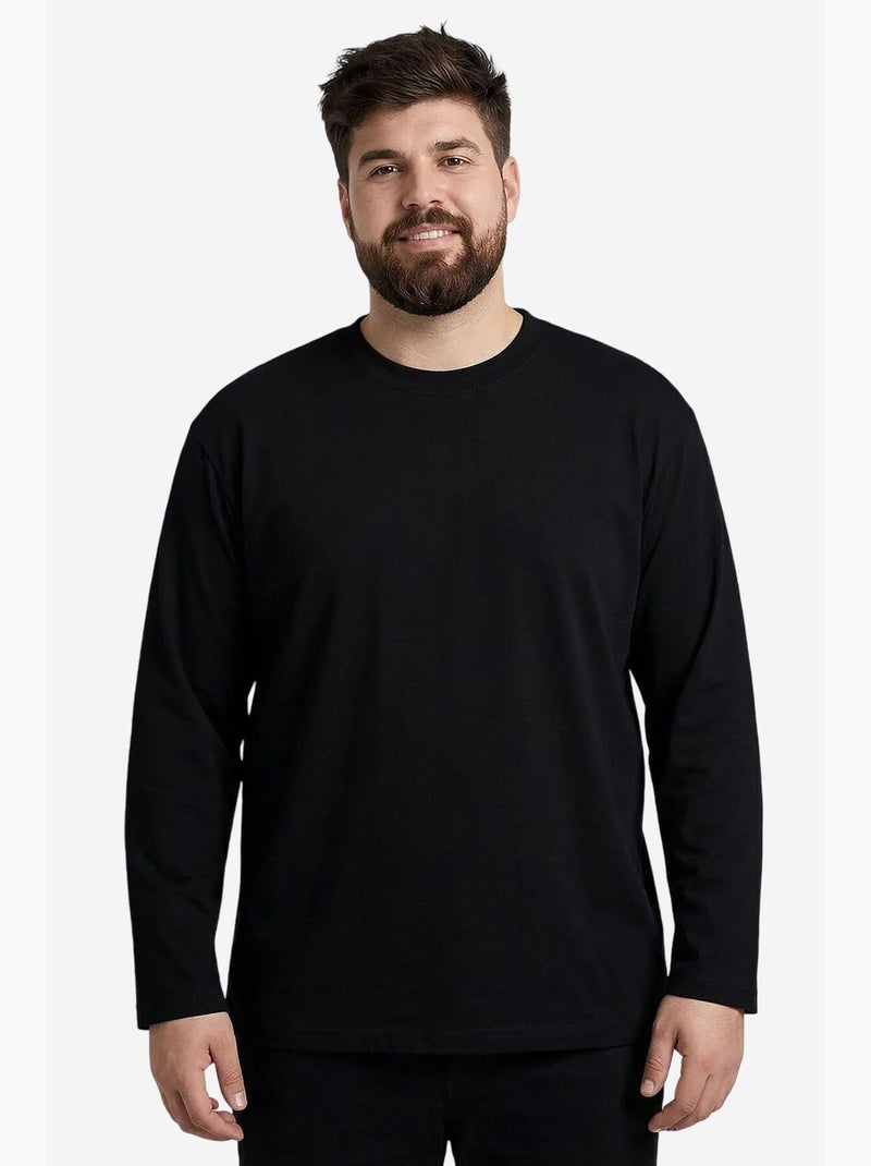 Camiseta manga comprida algodão elastano tommy Preto - Kiabi