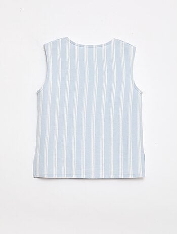 Camiseta sem mangas com laços decorativos - coleção fácil de vestir