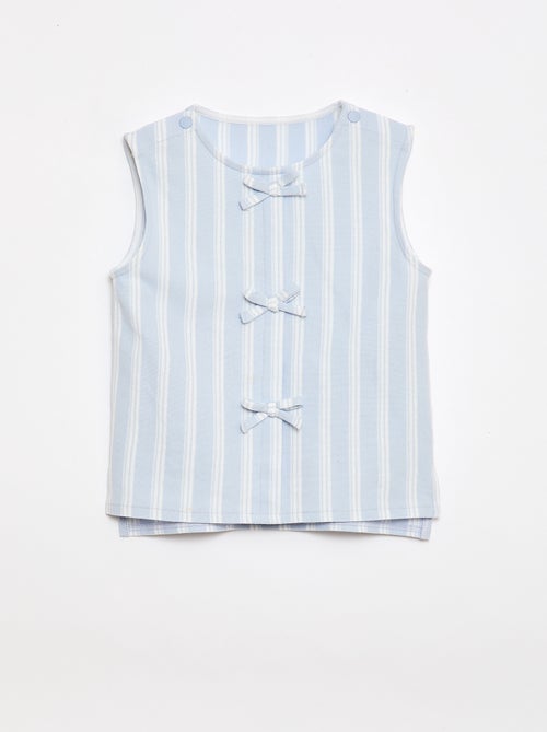 Camiseta sem mangas com laços decorativos - coleção fácil de vestir - Kiabi