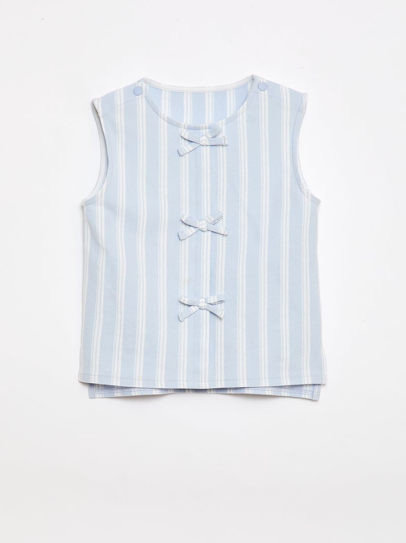 Camiseta sem mangas com laços decorativos - coleção fácil de vestir Azul - Kiabi
