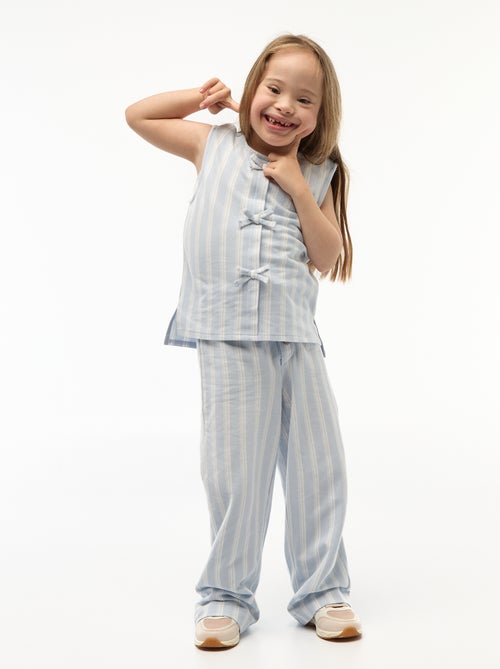 Camiseta sem mangas com laços decorativos - coleção fácil de vestir - Kiabi