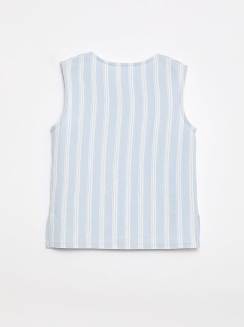 Camiseta sem mangas com laços decorativos - coleção fácil de vestir - Kiabi