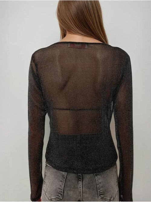Camiseta transparente com brilho manga comprida hiccup - Kiabi