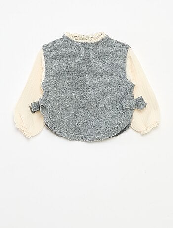 Camisola 2 em 1 com blusa em gaze de algodão