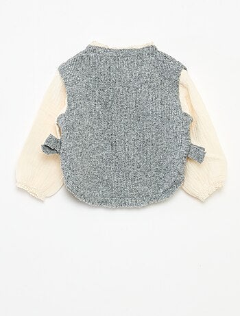 Camisola 2 em 1 com blusa em gaze de algodão