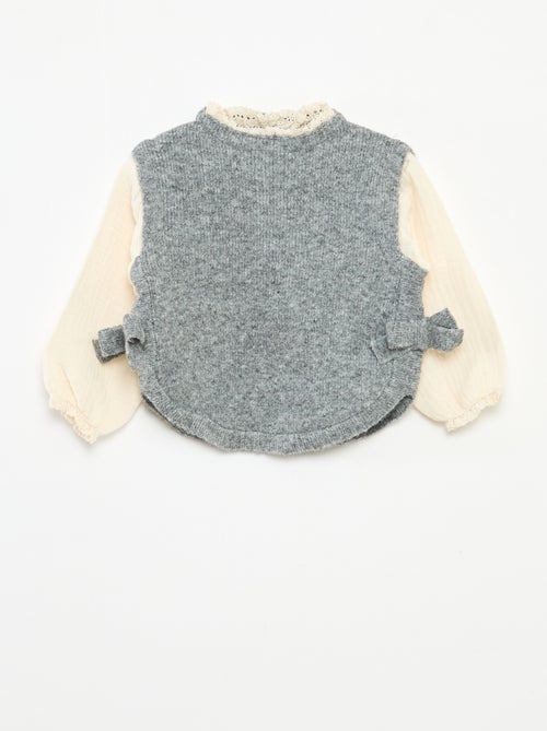 Camisola 2 em 1 com blusa em gaze de algodão - Kiabi