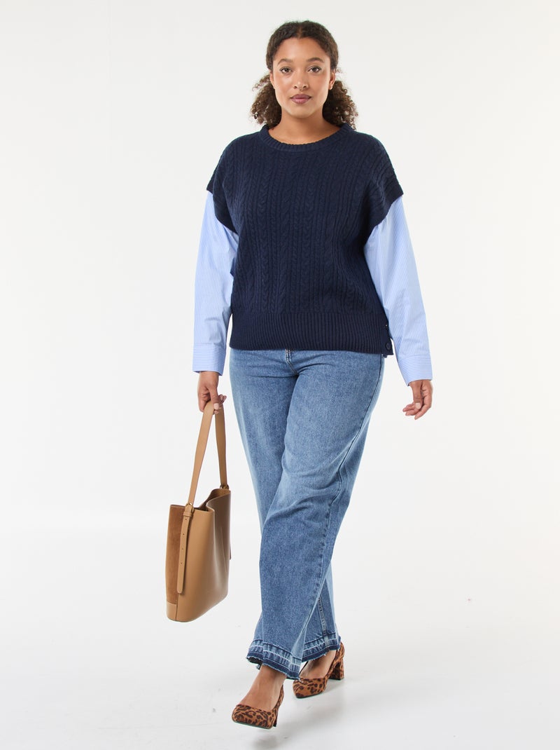 Camisola 2-em-1 com camisa Azul - Kiabi