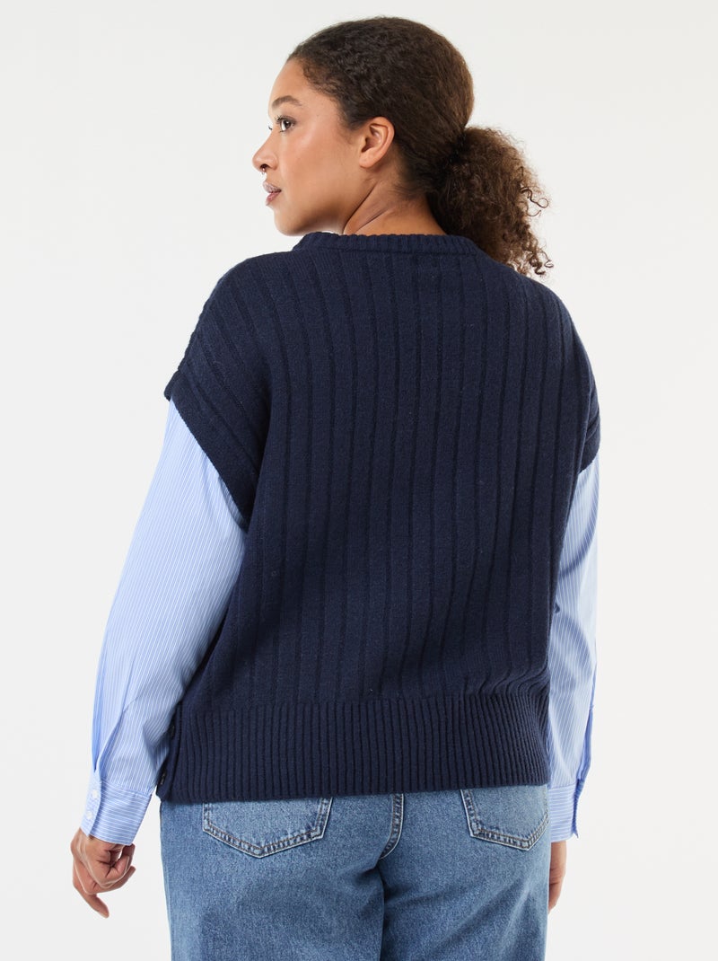 Camisola 2-em-1 com camisa Azul - Kiabi