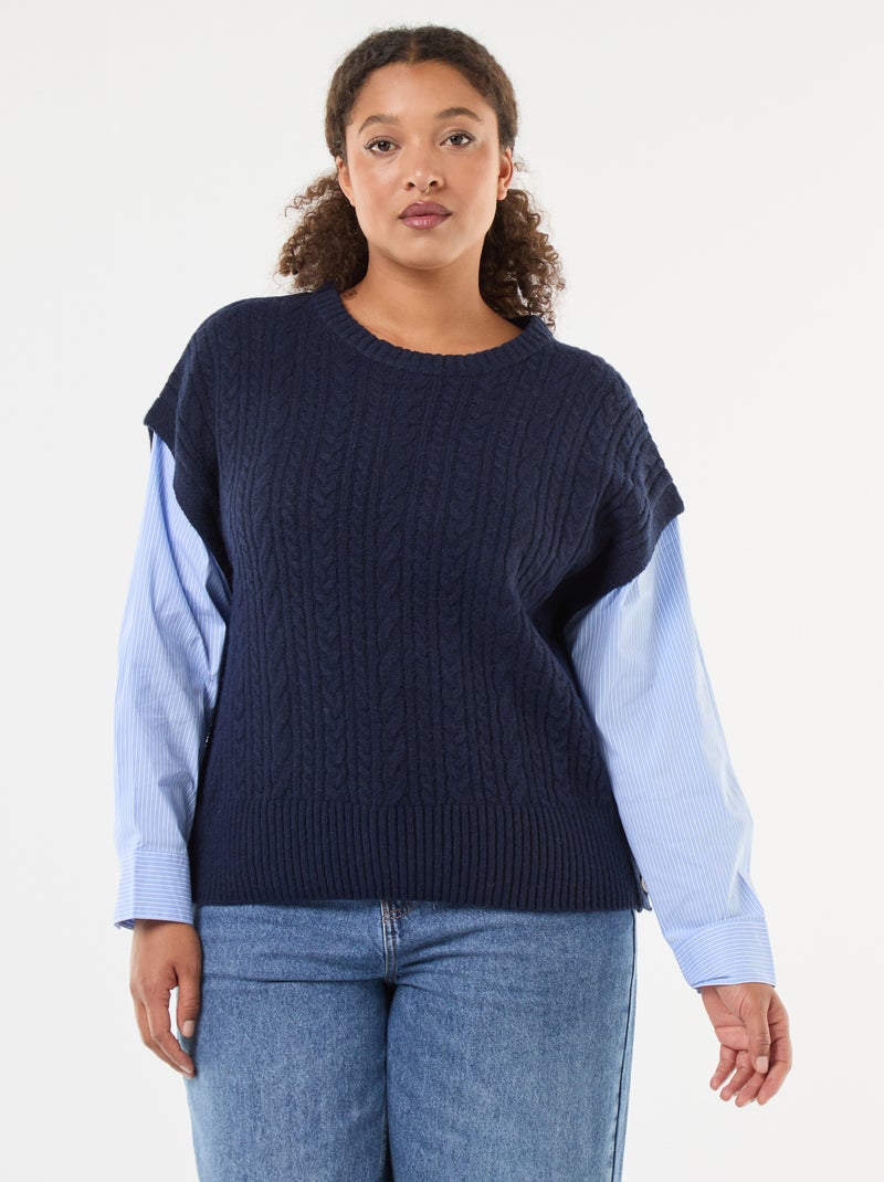 Camisola 2-em-1 com camisa Azul - Kiabi