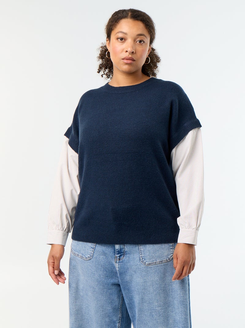 Camisola 2-em-1 com camisa Azul - Kiabi