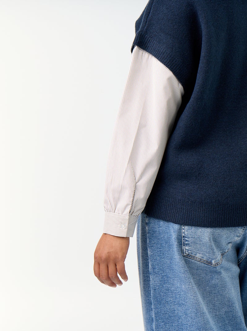 Camisola 2-em-1 com camisa Azul - Kiabi