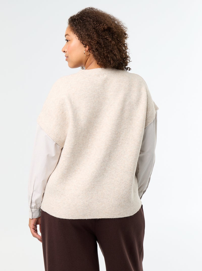 Camisola 2-em-1 com camisa Bege - Kiabi