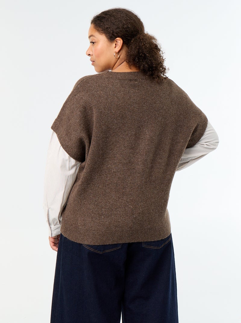 Camisola 2-em-1 com camisa Castanho - Kiabi