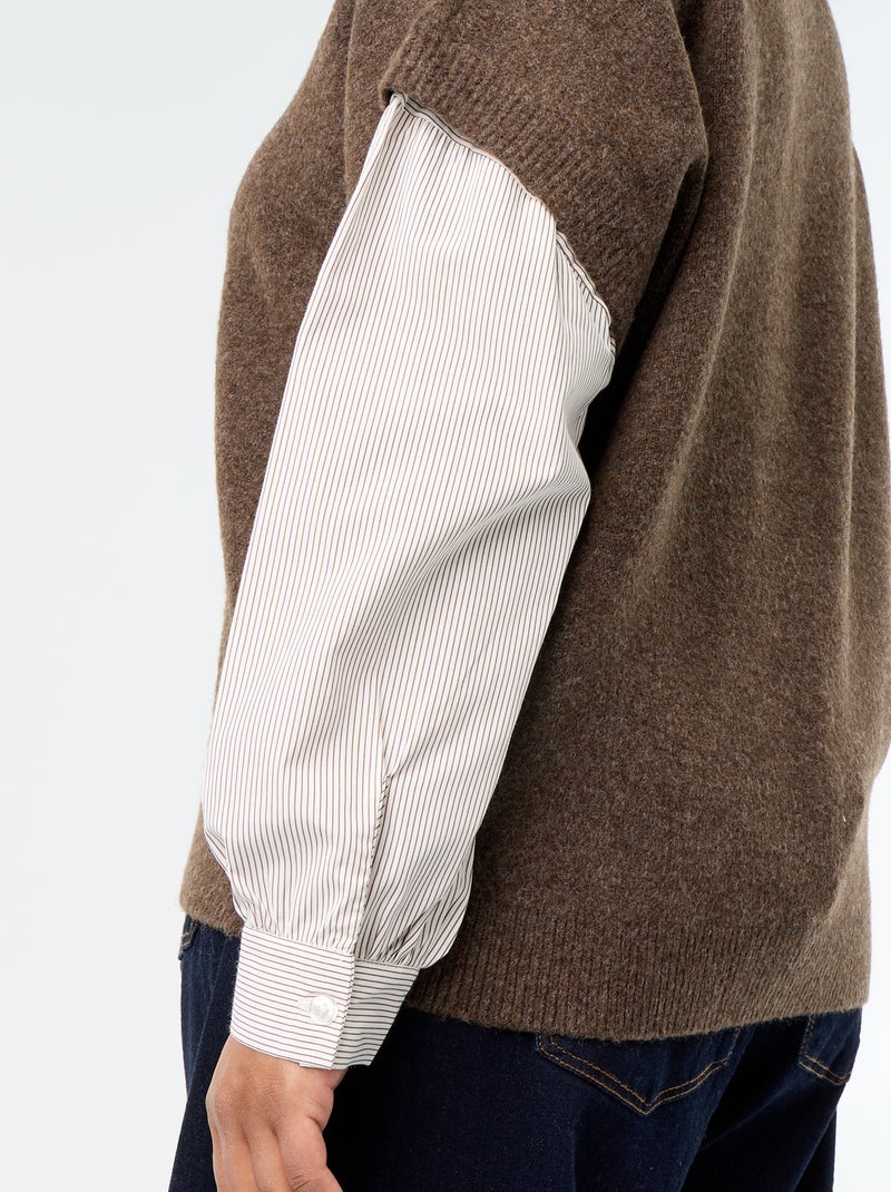 Camisola 2-em-1 com camisa Castanho - Kiabi